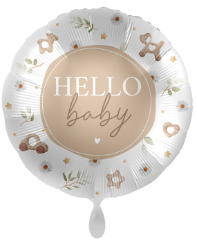 Folienballon - Hello Baby (beige) - ø 43cm
